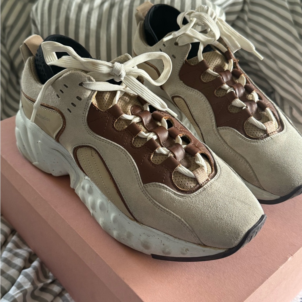 Acne Studios Beige/White Rockaway Sneakers Size 41 with box. - Picture 2 of 5